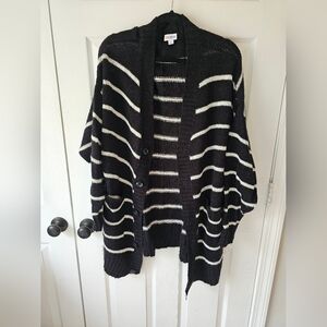 LuLaRoe Black and White Striped Cardigan